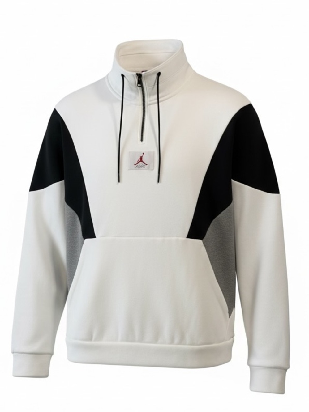 Jordan White and Black Quarter-Zip Pullover with Drawcord